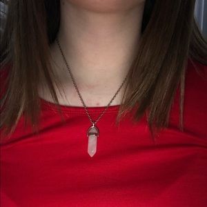 silver necklace with stone charm